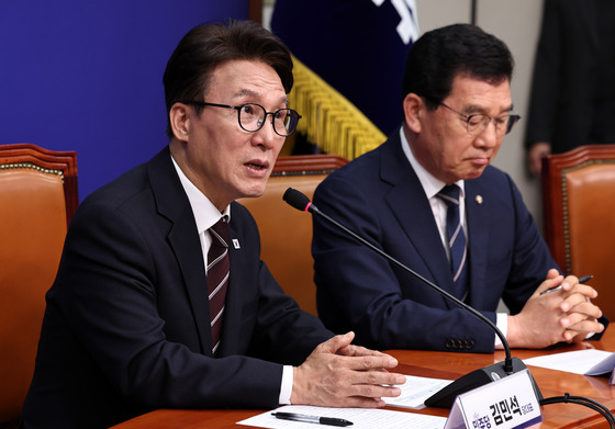 공천혁신단 출범 인사말하는 김민석 대표
