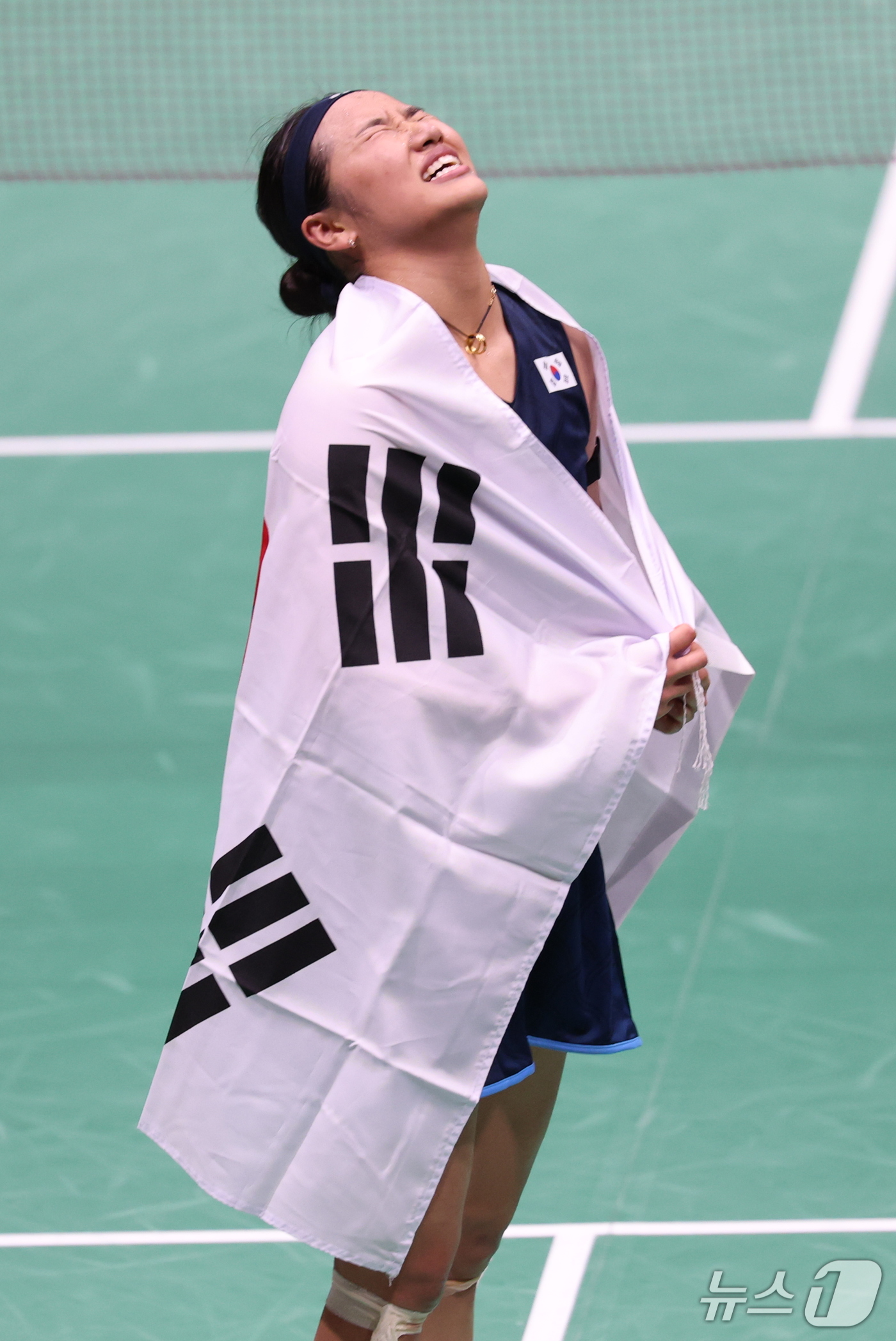 (이치노미야=뉴스1) 안은나 기자 = 대한민국 안세영이 29일 일본 이치노미야 시립체육관에서 열린 2026 아이치·나고야 아시안게임 배드민턴 여자 단식 결승전에서 금메달을 확정한 …