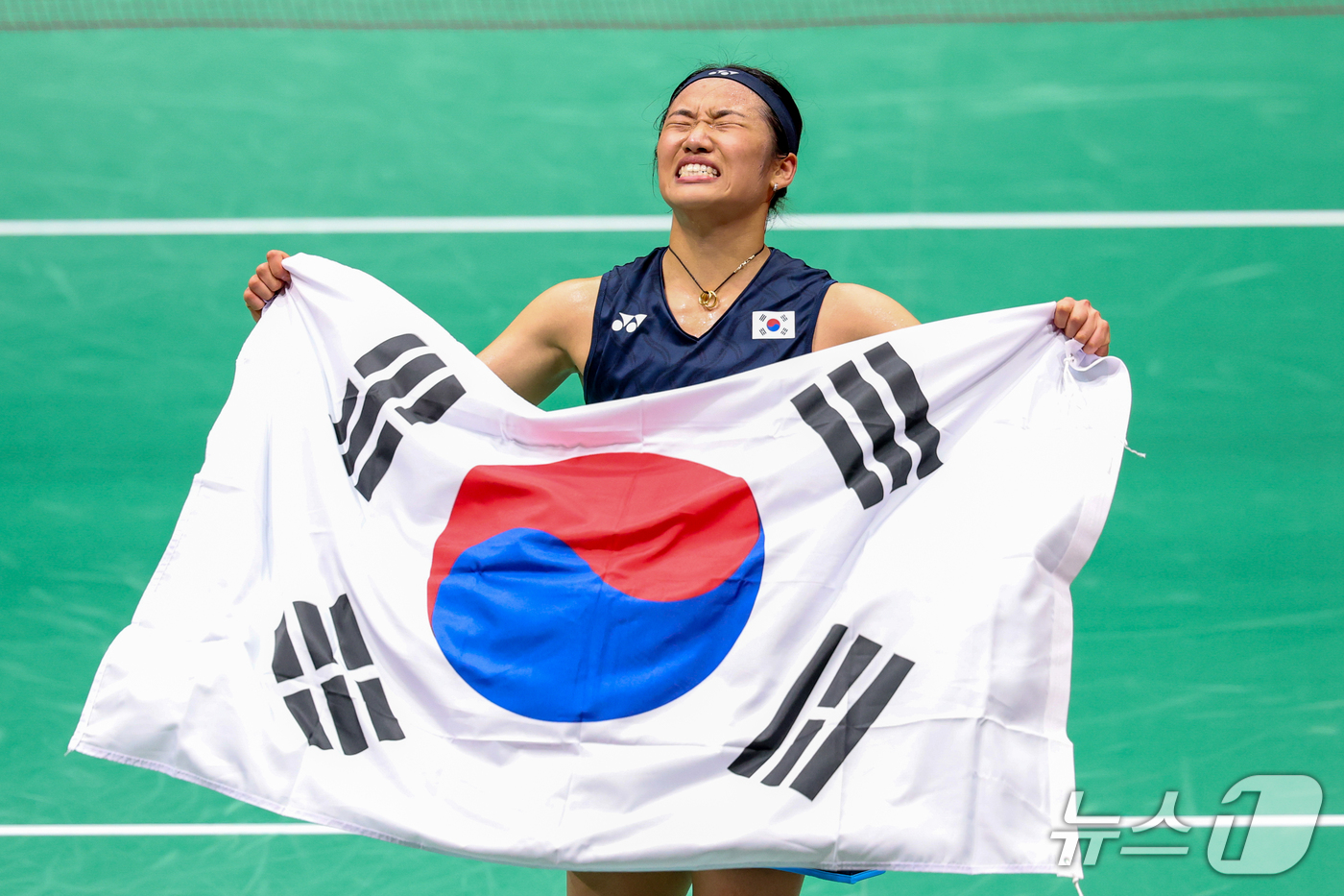 (이치노미야=뉴스1) 안은나 기자 = 대한민국 안세영이 29일 일본 이치노미야 시립체육관에서 열린 2026 아이치·나고야 아시안게임 배드민턴 여자 단식 결승전에서 일본의 야마구치 …