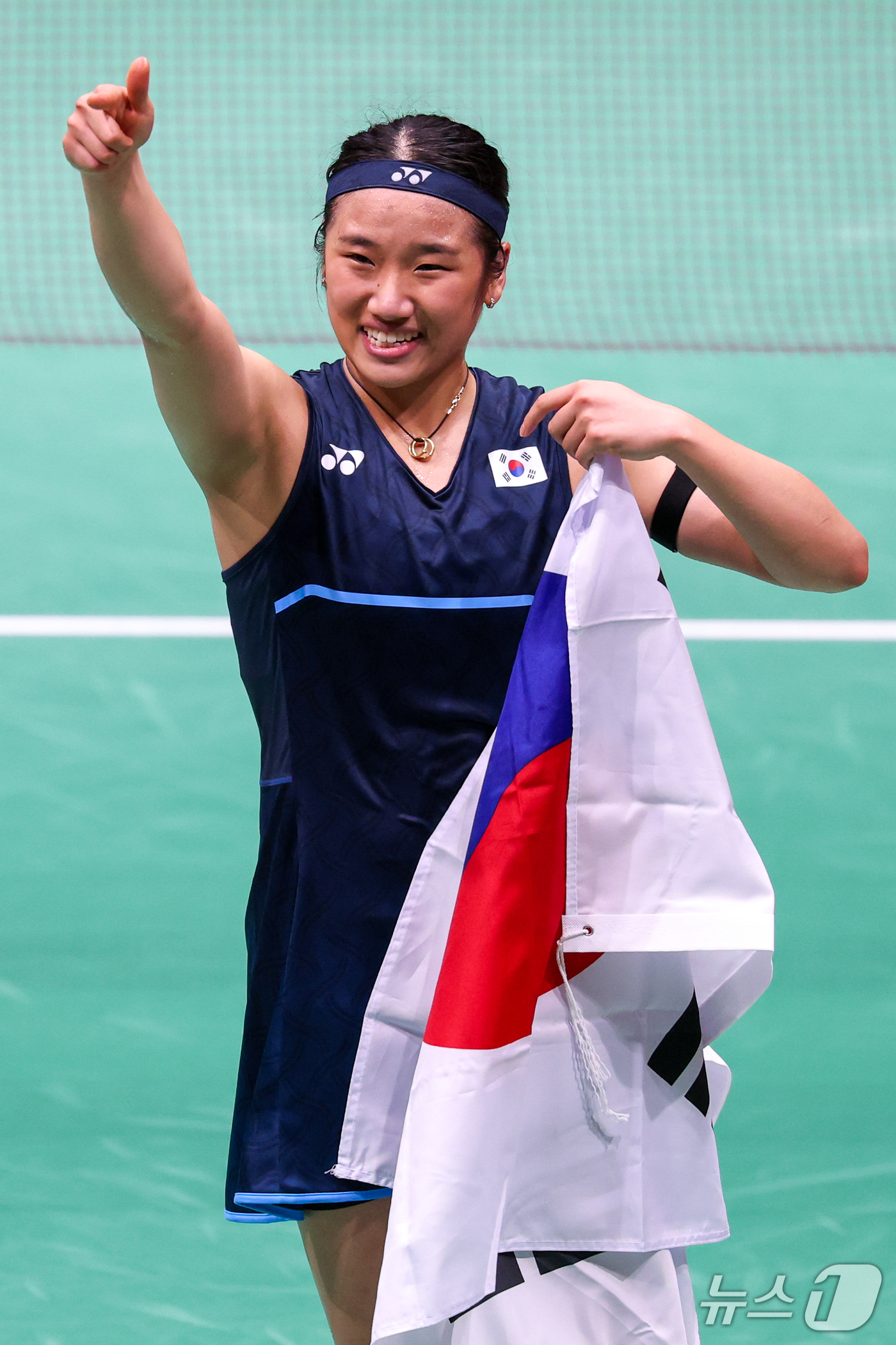 (이치노미야=뉴스1) 안은나 기자 = 대한민국 안세영이 29일 일본 이치노미야 시립체육관에서 열린 2026 아이치·나고야 아시안게임 배드민턴 여자 단식 결승전에서 일본의 야마구치 …
