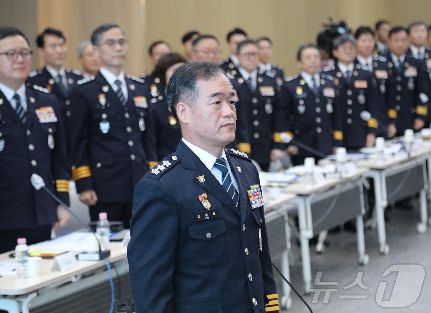 (서울=뉴스1) 윤지오 수습기자 = 김종철 신임 경찰청장 직무대행(경찰청 차장)이 3일 서울 서대문구 경찰청에서 열린 전국 경찰 지휘부 회의에 참석하고 있다. 2026.9.3/뉴스 …