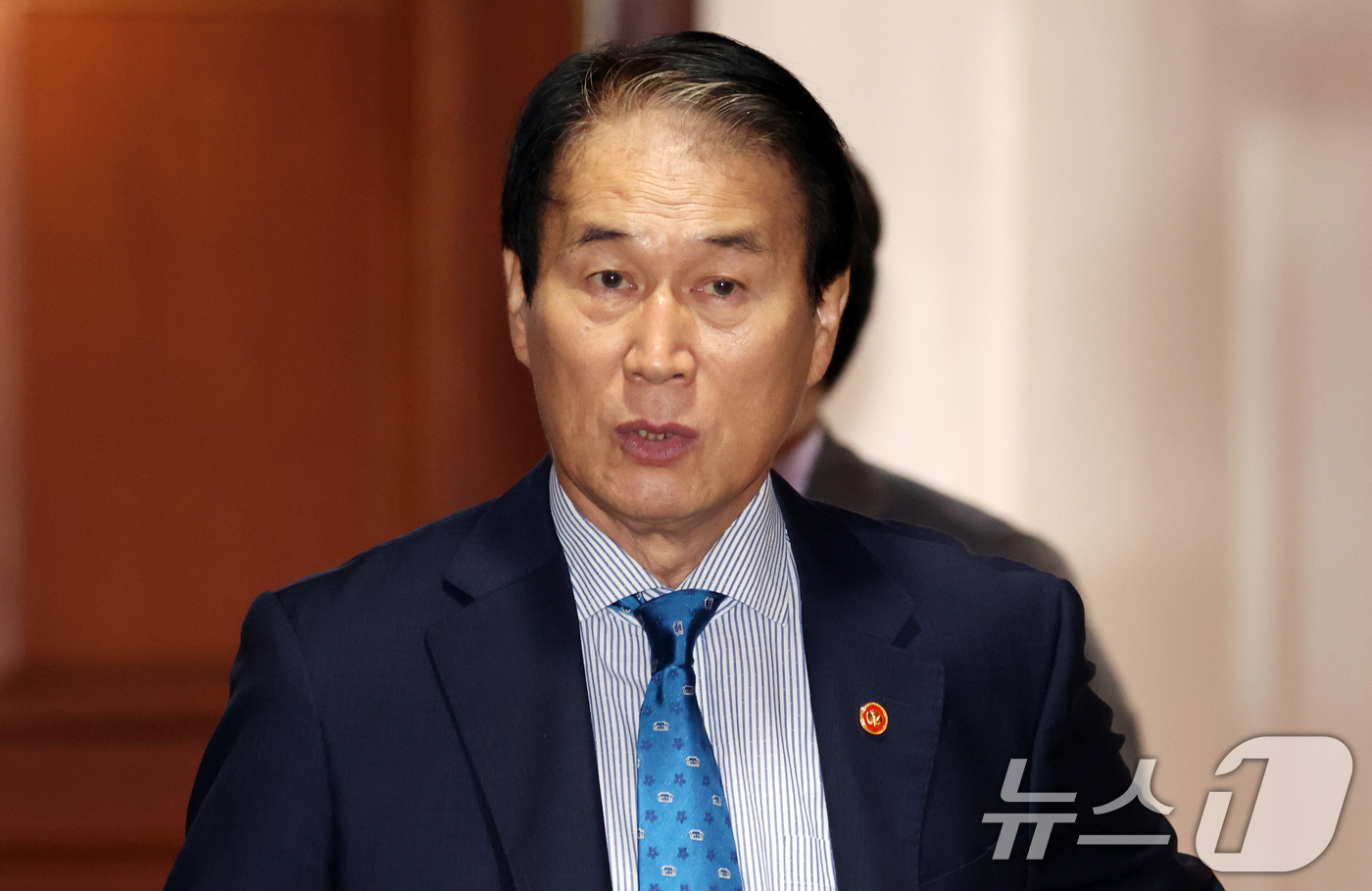 (서울=뉴스1) 김명섭 기자 = 권오를 국가보훈부 장관이 3일 오전 서울 종로구 세종대로 정부서울청사에서 열린 국가정책조정회의에 참석하고 있다. 2026.9.3/뉴스1