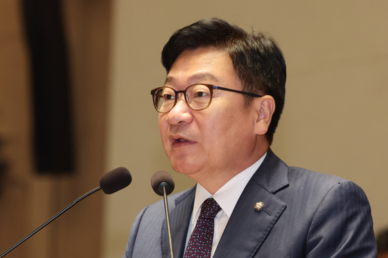 발언하는 정점식 국민의힘 원내대표