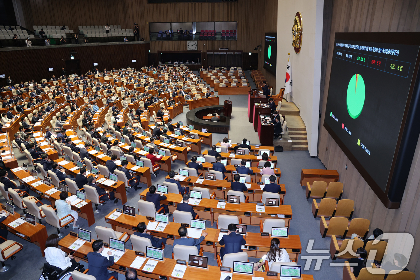 (서울=뉴스1) 신웅수 기자 = 3일 서울 여의도 국회에서 열린 제439회국회(정기회) 제2차 본회의에서 10·29이태원참사 피해자 권리보장과 진상규명 및 재발방지를 위한 특별법 …