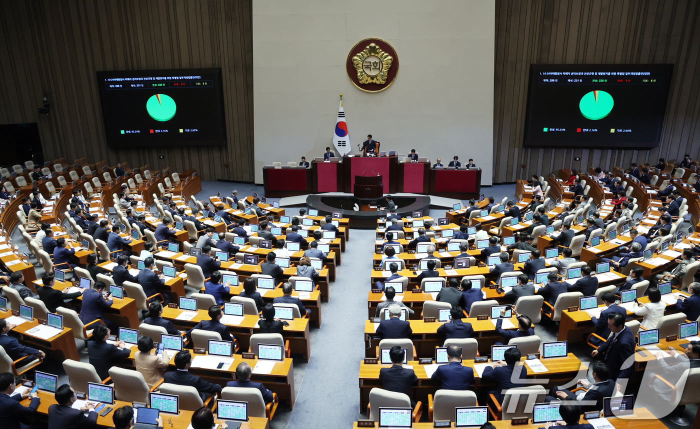 (서울=뉴스1) 황기선 기자 = 3일 오후 서울 여의도 국회에서 열린 제439회국회(정기회) 제2차 본회의에서 10·29이태원참사 피해자 권리보장과 진상규명 및 재발방지를 위한 특 …