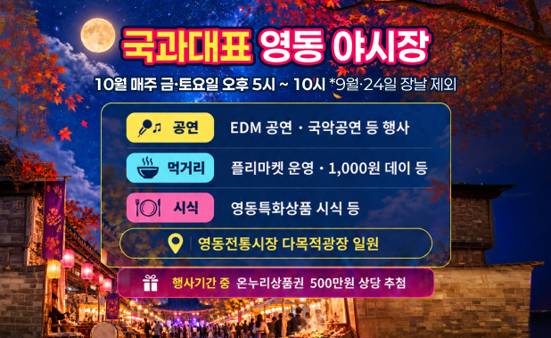 영동군 내달 '국과대표 야시장' 운영…지역 상권 활성화 도모