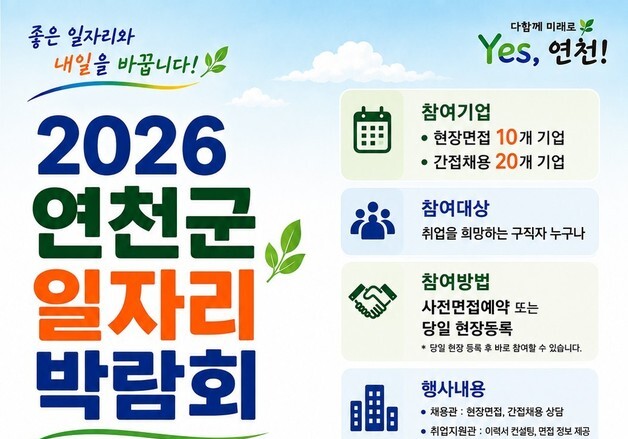 연천군, 10월 14일 연천군종합복지관서 '일자리 박람회' 개최