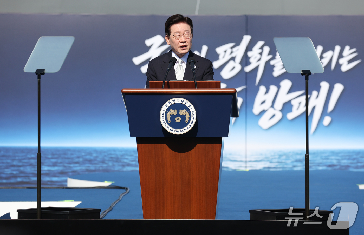 (울산=뉴스1) 이재명 기자 = 이재명 대통령이 30일 울산에서 열린 대호김종서함 진수식에서 축사를 하고 있다. 2026.9.30/뉴스1