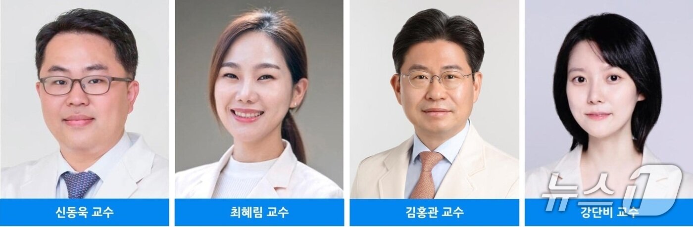 본문 이미지 - 삼성서울병원 암병원 암환자삶의질연구소의 신동욱·최혜림 가정의학과 교수(왼쪽부터), 김홍관 폐식도외과 교수, 강단비 임상역학연구센터 교수.(삼성서울병원 제공)