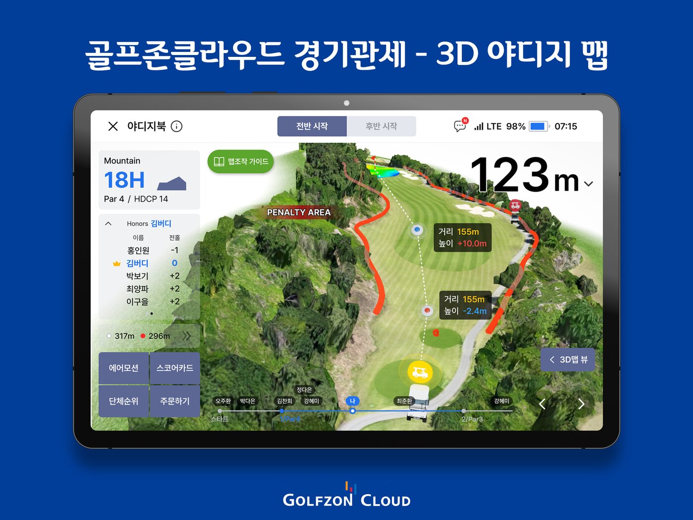 본문 이미지 - 골프존클라우드 경기관제 서비스 3D야디지 맵(골프존클라우드 제공)
