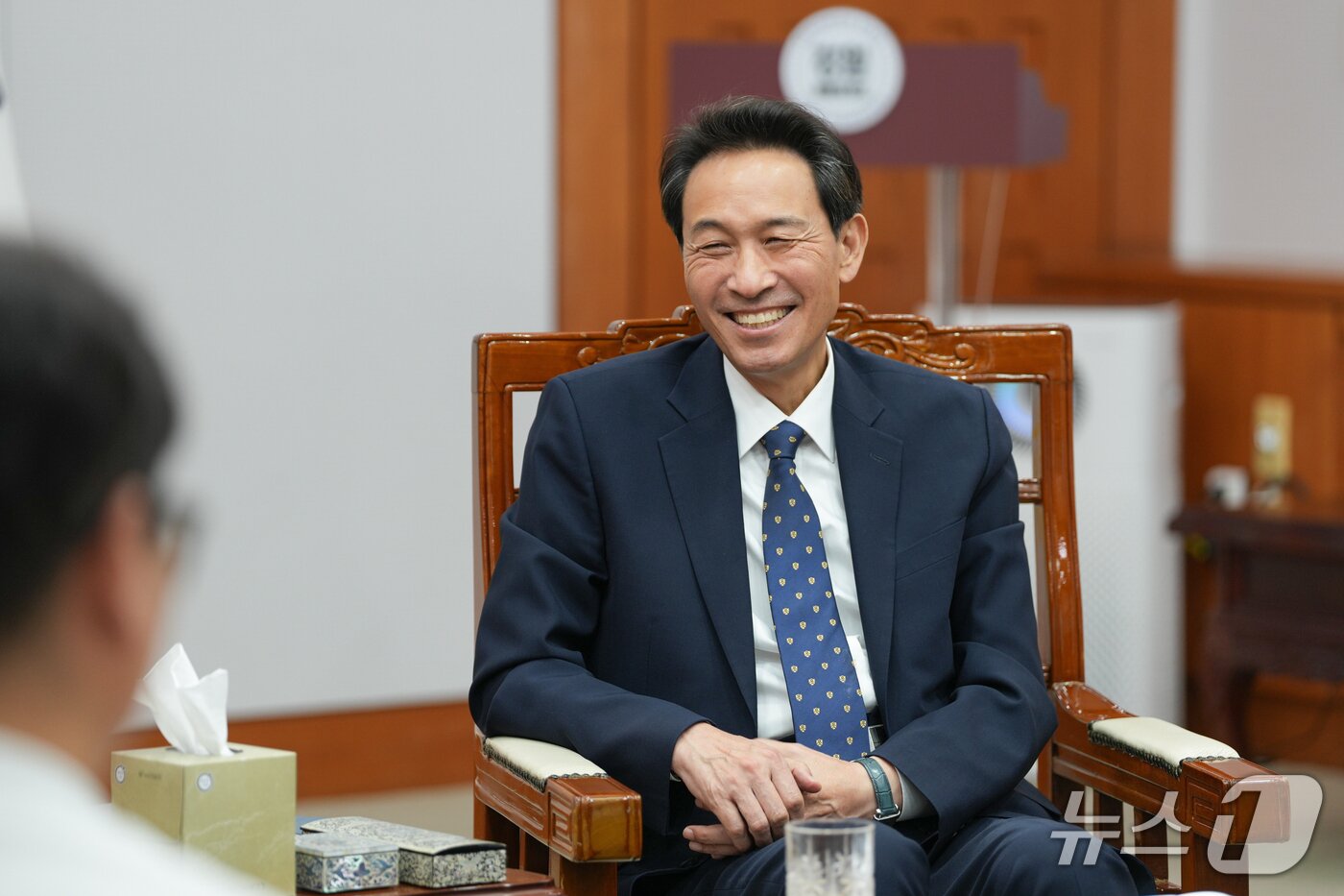 본문 이미지 - 우상호 강원특별자치도지사가 지난 31일 도지사 집무실에서 뉴스1과 인터뷰를 하고 있다.(강원도 제공. 재판매 및 DB금지) 2026.8.31/뉴스1