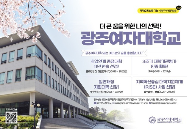 '인성교육 특성화' 광주여대 수시 855명 선발…장학금 대폭 확대