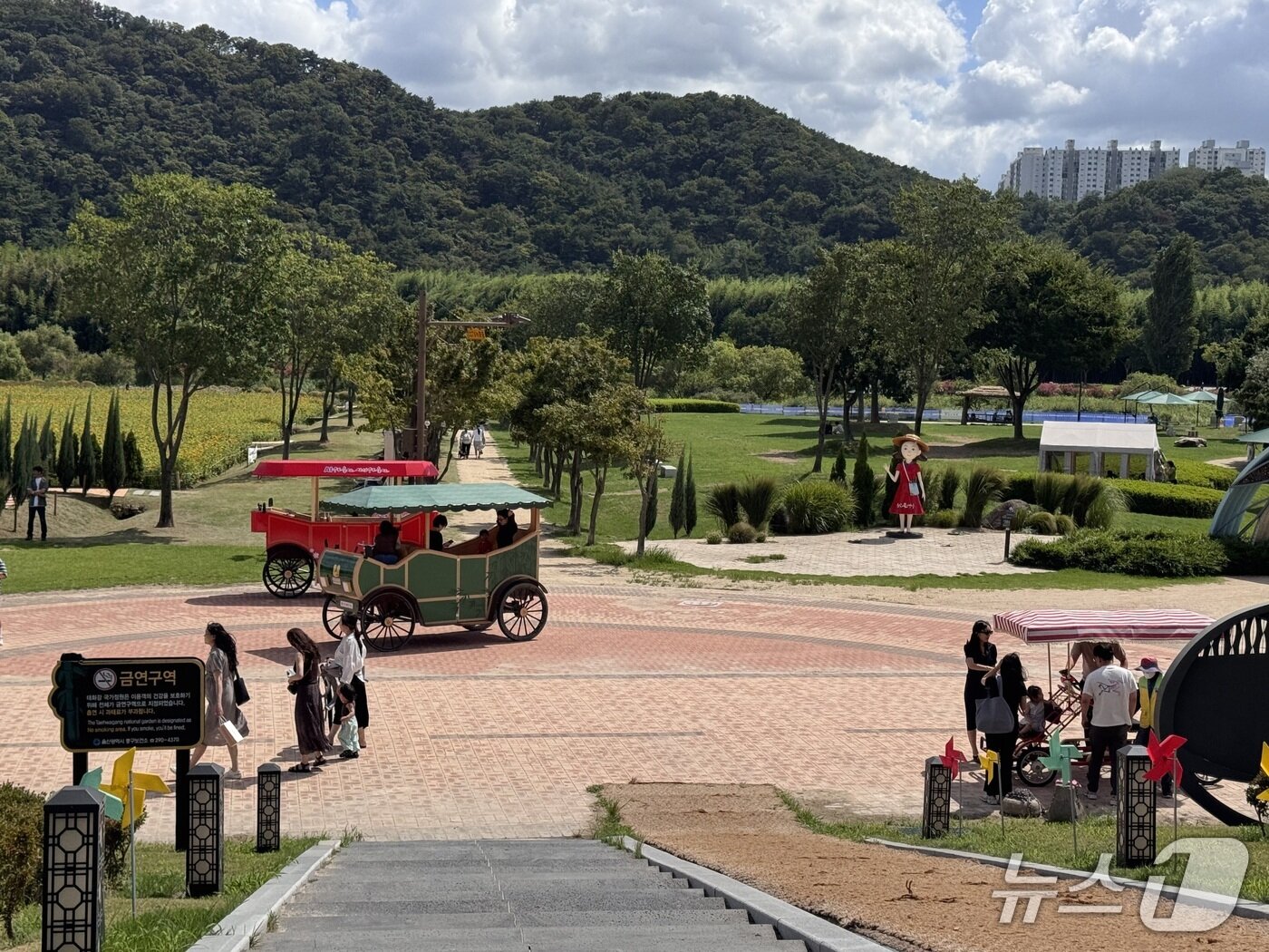 본문 이미지 - 5일 울산 중구 태화강 국가정원에 시민들이 돗자리를 펴고 나들이를 즐기고 있다.2026.09.05ⓒ 뉴스1 김세은 기자