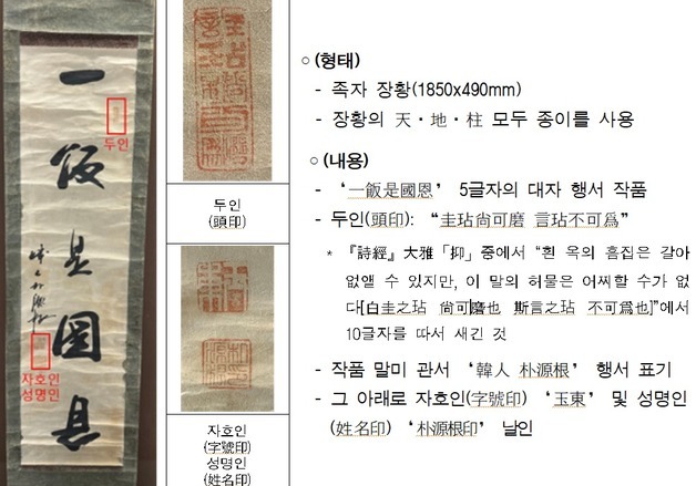 국중박 전시한 '애국지사 박원근 유묵', 친일파 박중양 글씨였다
