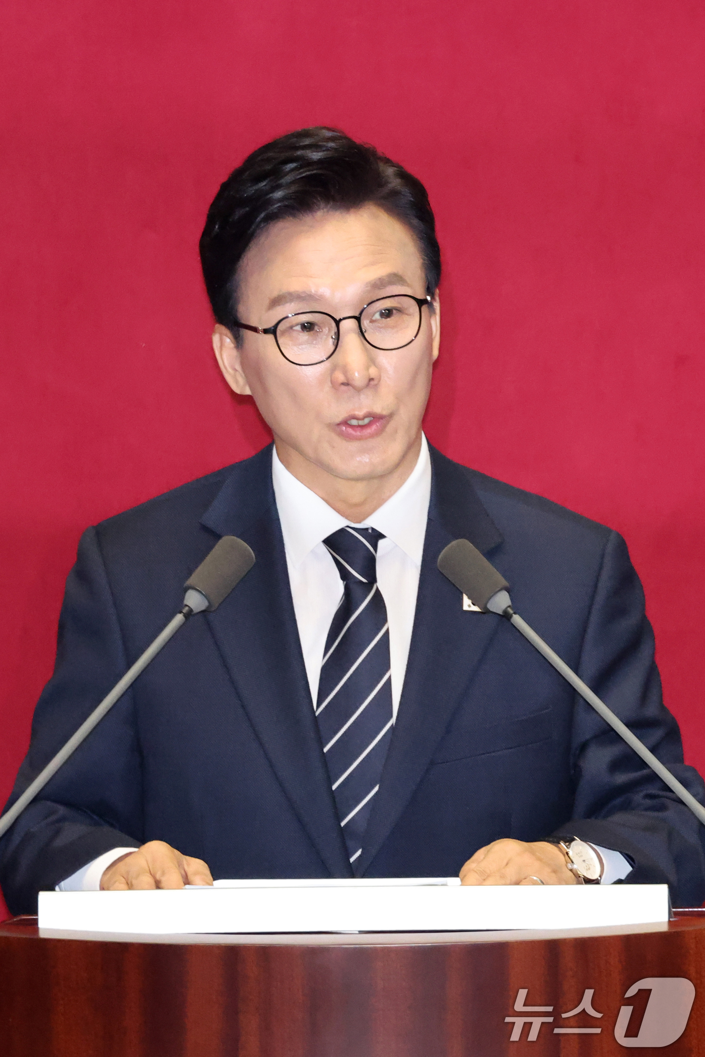 (서울=뉴스1) 황기선 기자 = 김민석 더불어민주당 대표가 7일 오전 서울 여의도 국회에서 열린 제439회국회(정기회) 제3차 본회의에서 교섭단체 대표연설을 하고 있다. 2026. …