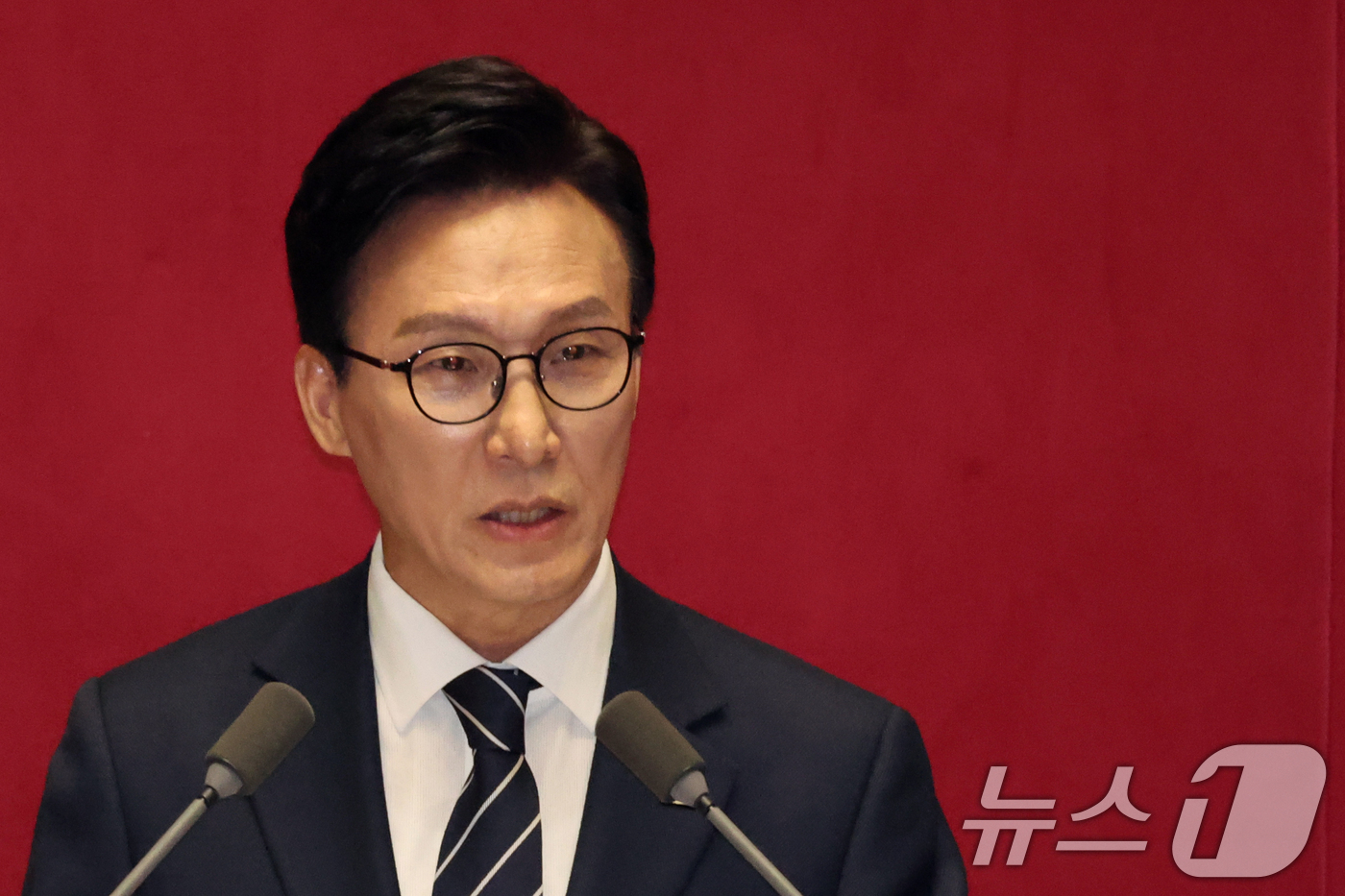 (서울=뉴스1) 황기선 기자 = 김민석 더불어민주당 대표가 7일 오전 서울 여의도 국회에서 열린 제439회국회(정기회) 제3차 본회의에서 교섭단체 대표연설을 하고 있다. 2026. …