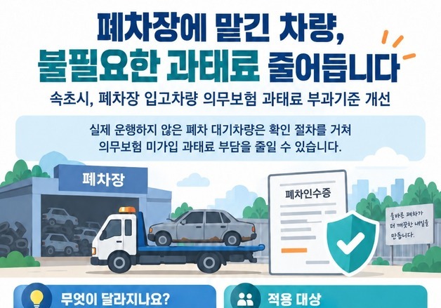"폐차장 들어간 뒤 운행 안 했다면"…속초시, 의무보험 과태료 기준 개선