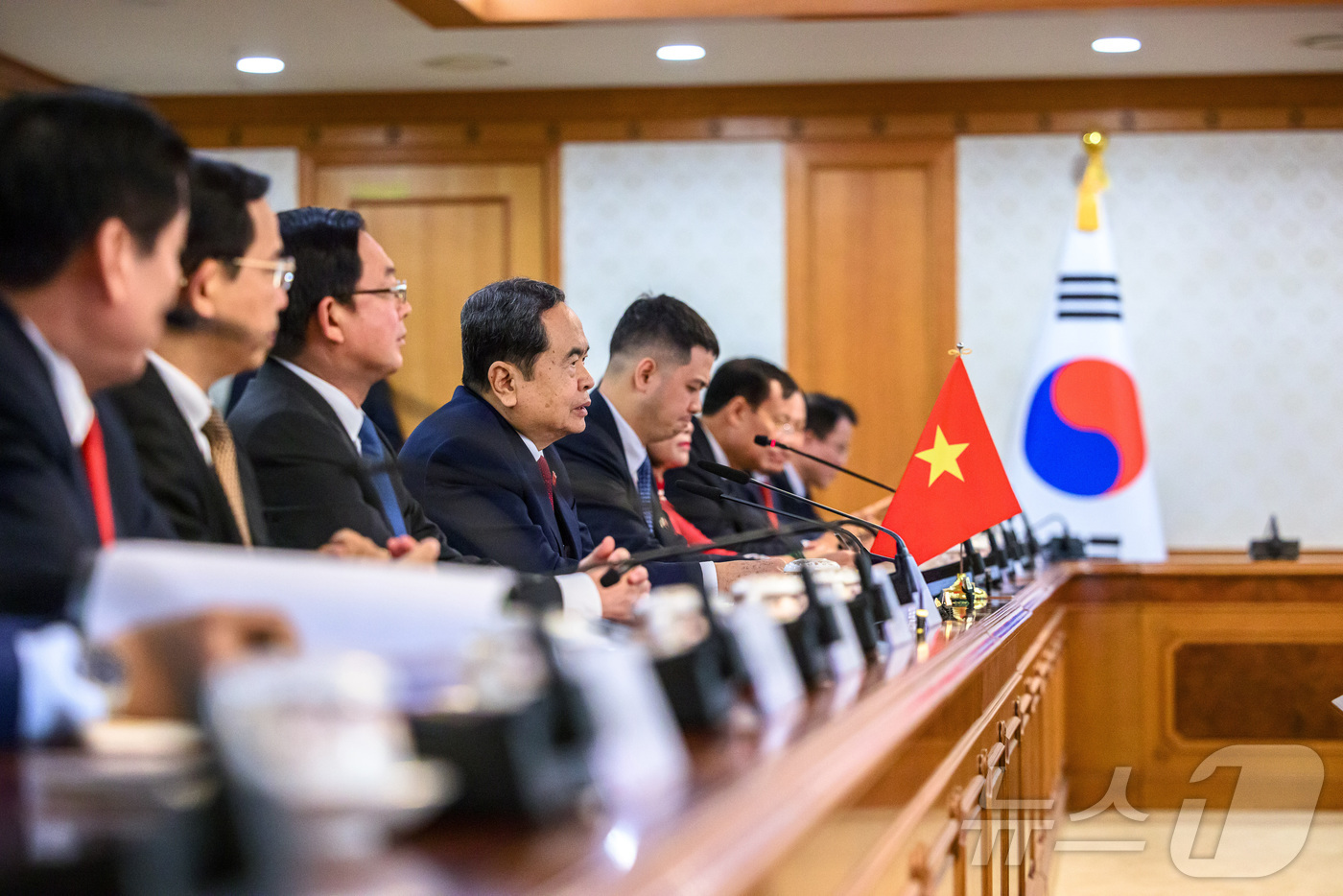 (서울=뉴스1) = 쩐 타잉 먼 베트남 국회의장이 7일 서울 종로구 정부서울청사에서 한성숙 국무총리를 예방, 인사말을 하고 있다. (총리실 제공. 재판매 및 DB 금지) 2026. …