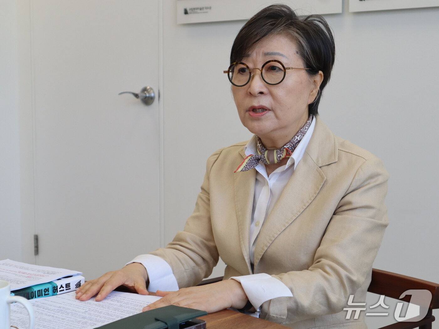 본문 이미지 - 7일, 김성희 국립현대미술관 관장이 3년 임기의 관장직 퇴임을 앞두고 인터뷰를 하고 있다. 2026.09.07. ⓒ 뉴스1 김정한 기자
