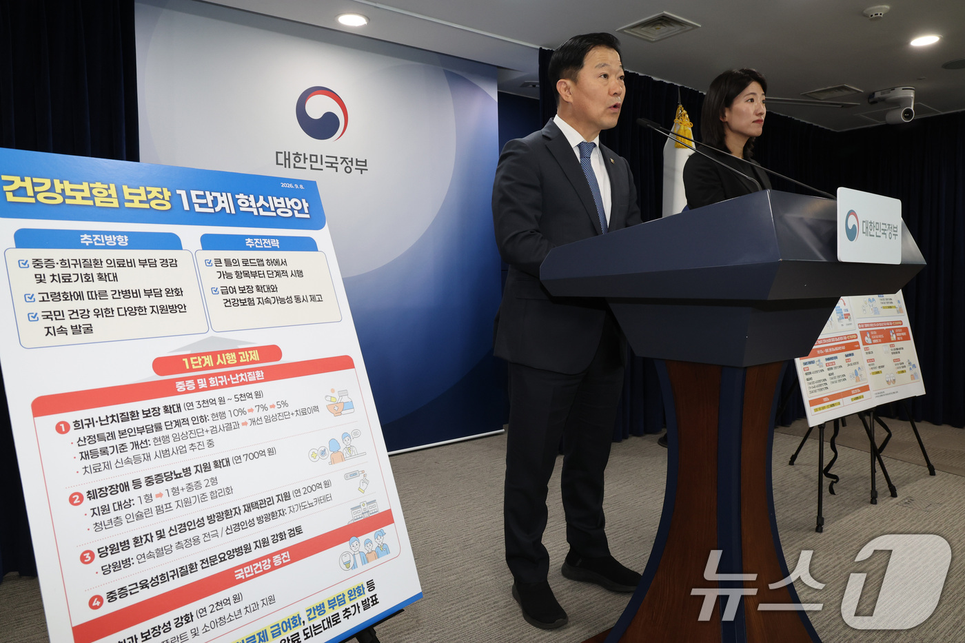 (서울=뉴스1) 이종덕 기자 = 이형훈 보건복지부 2차관이 8일 서울 종로구 정부서울청사에서 제15차 건강보험정책심의위원회 결과 브리핑을 하고 있다. 정부는 중증 희귀 난치 환자 …