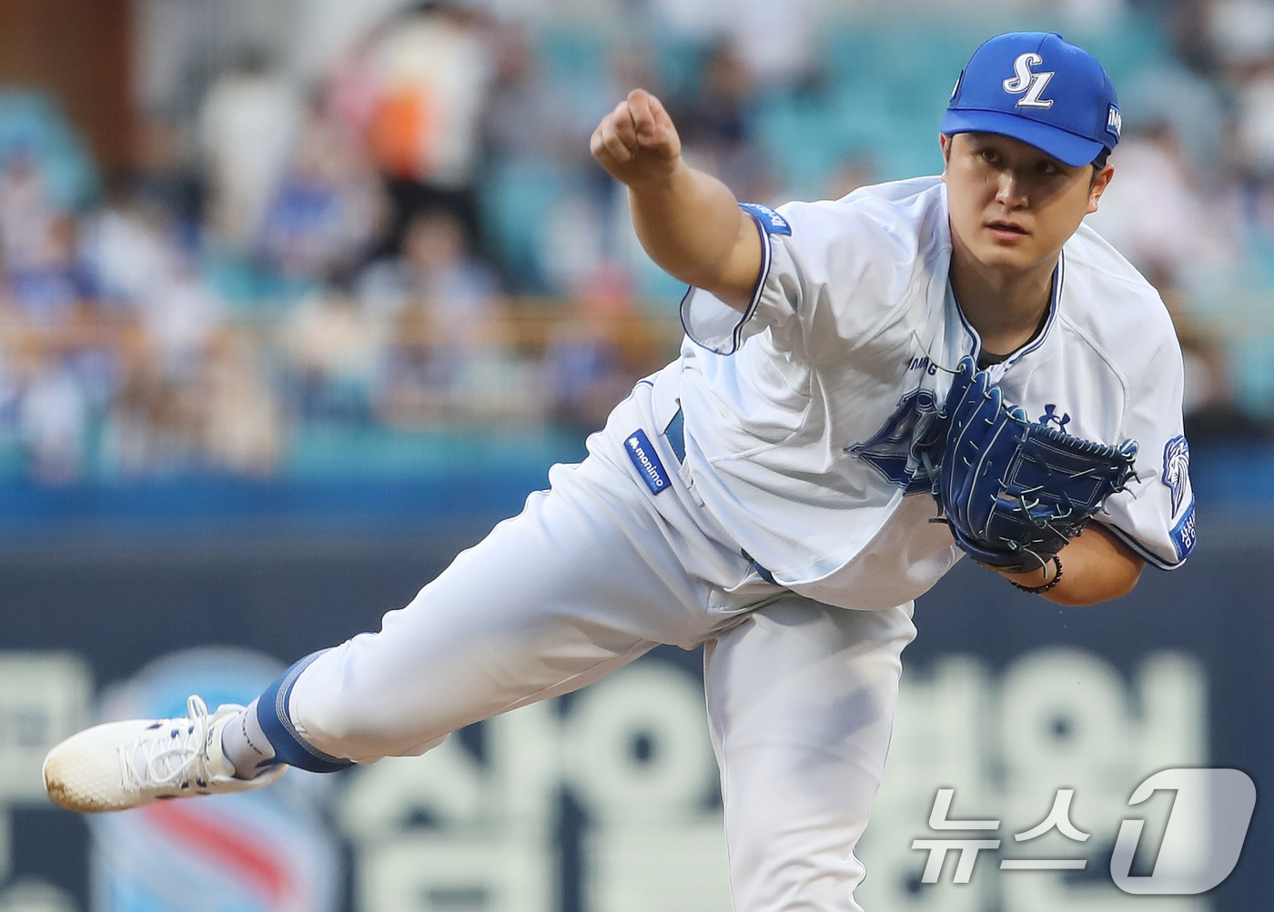 (대구=뉴스1) 공정식 기자 = 8일 오후 대구 삼성라이온즈파크에서 열린 프로야구 '2026 신한은행 SOL KBO리그' KIA 타이거즈와 삼성 라이온즈의 경기, 1회초 삼성 선발 …