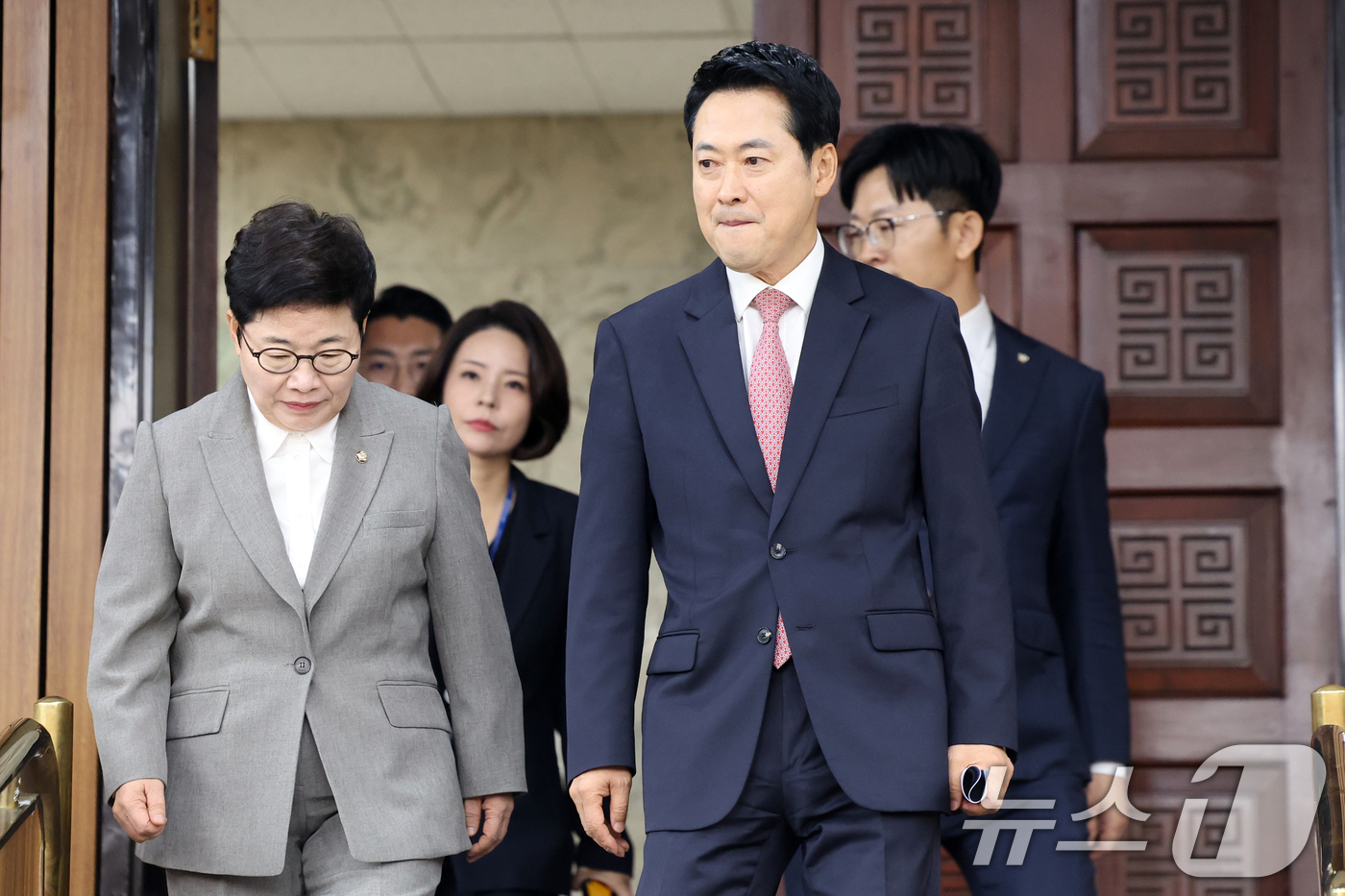 (서울=뉴스1) 황기선 기자 = 장동혁 국민의힘 대표가 9일 오전 서울 여의도 국회에서 열린 '국민안전-경찰 수사종결권 통제 · 개선 토론회'에 참석하고 있다.  2026.9.9/ …