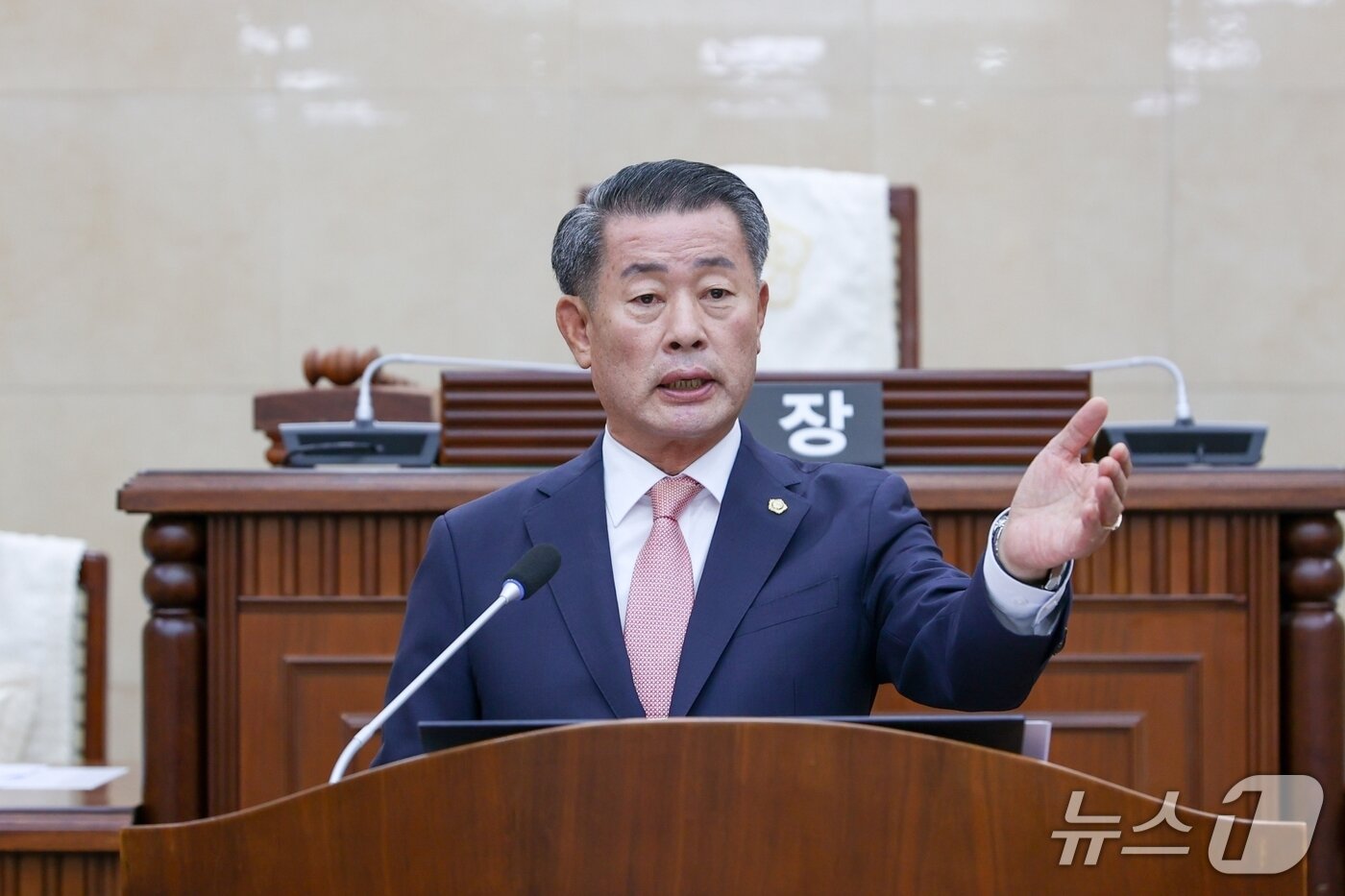 본문 이미지 - 이용권 의원 5분 자유발언 모습. (계룡시의회 제공. 재판매 및 DB금지) /뉴스1   
