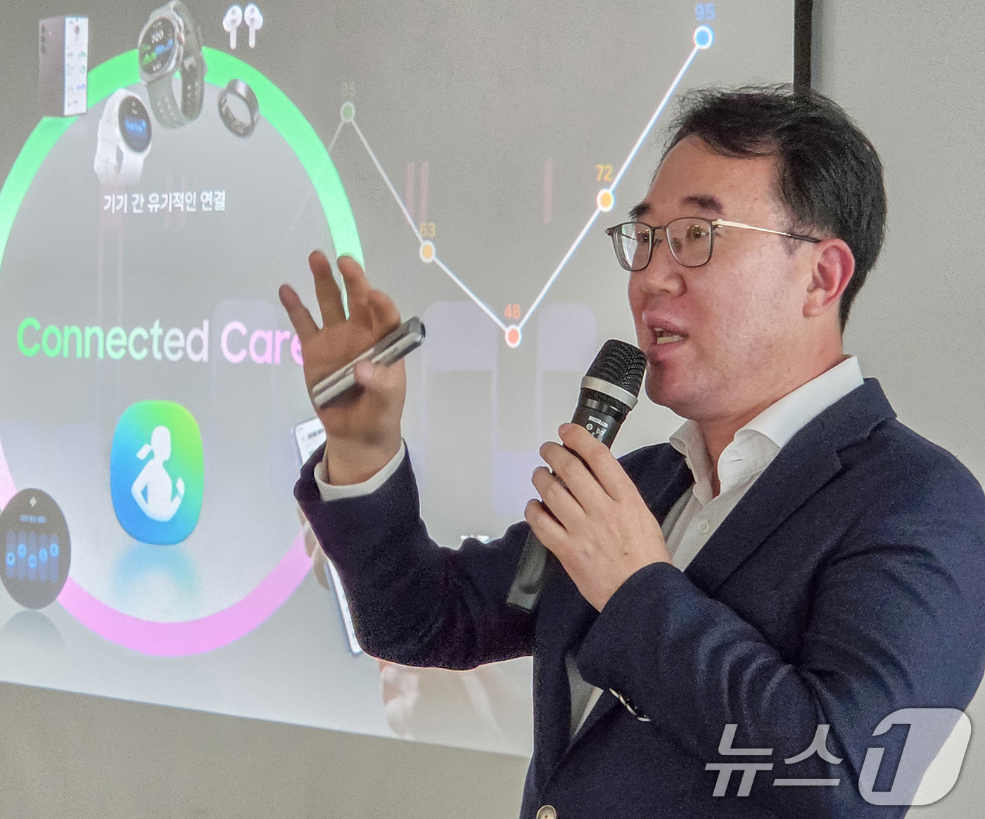 (서울=뉴스1) = 최종민 삼성전자 MX사업부 디지털헬스팀 상무가 '세계 심장의 날(9월 29일)'을 앞둔 9일 서울 중구 기자실에서 열린 미디어브리핑에서 갤럭시 워치와 삼성 헬스 …